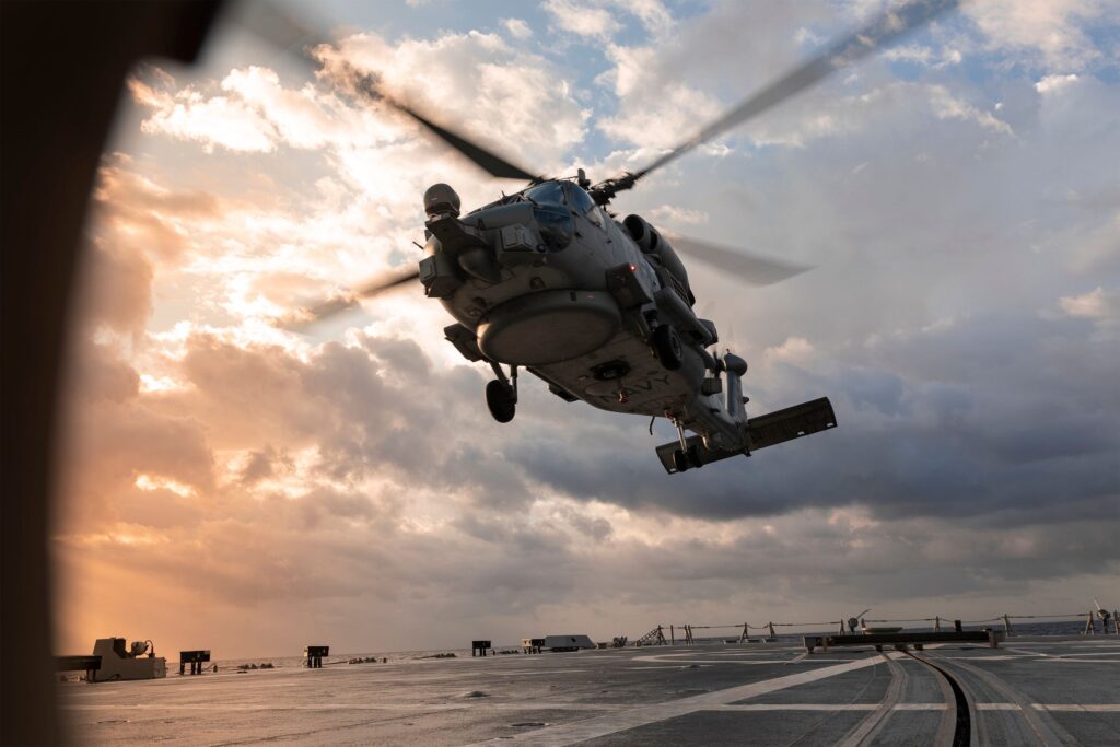 MH-60R Seahawk landing on the flight deck of HMAS Brisbane